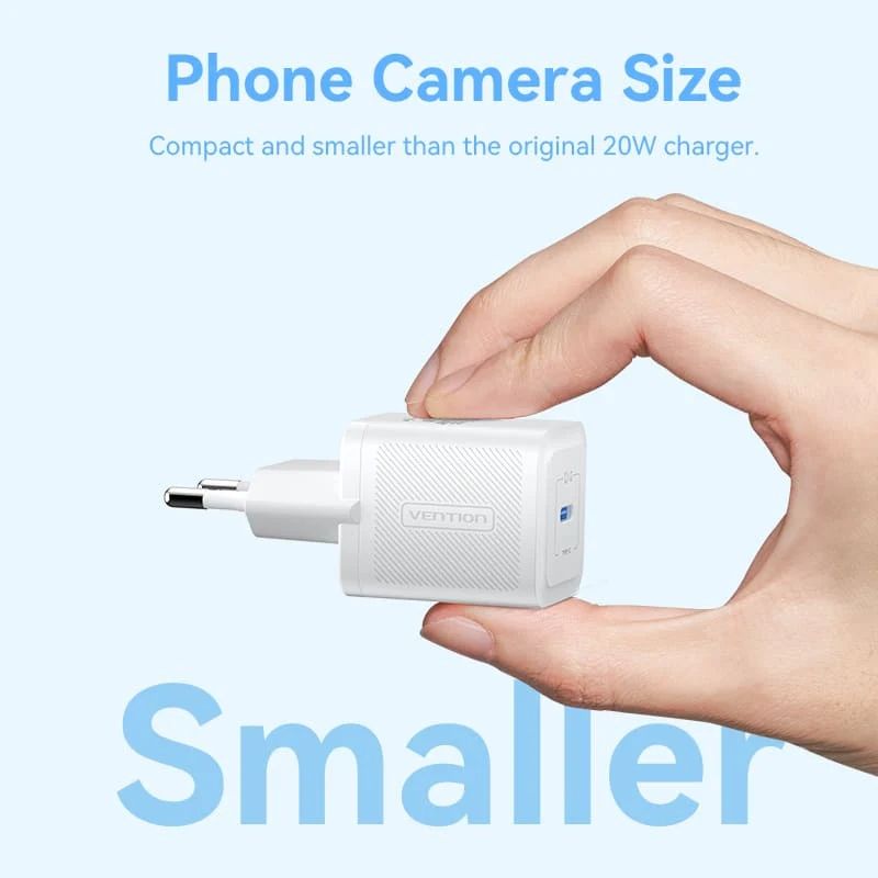 Зарядний пристрій 1xUSB-C 20W GaN + USB-C cable М-М  White Vention (TZ-FEPW0-EU-01)