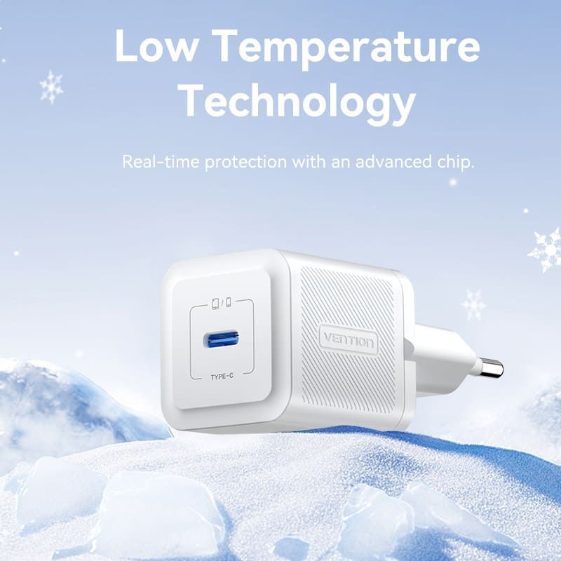 Зарядний пристрій 1xUSB-C 20W GaN + USB-C cable М-М  White Vention (TZ-FEPW0-EU-01)