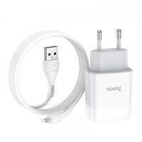 Зарядное устройство Hoco C72A Glorious (1USB, 2.1А) White + кабель Lightning (6931474712998)