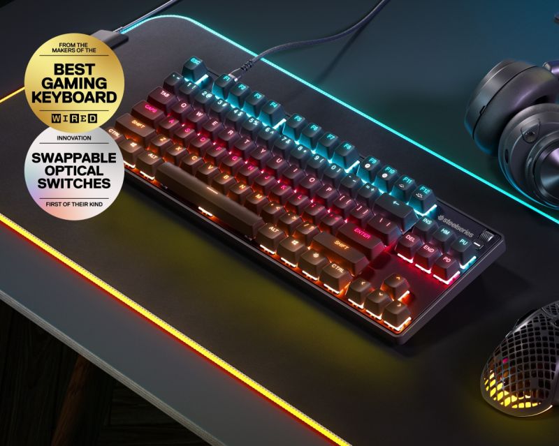 Клавіатура ігрова оптична SteelSeries Apex 9 TKL UA OptiPoint (64847)