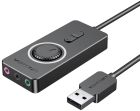 Звукова карта USB AUX jack, 3*TRS (Mic + Ear) 0.15m Volume Control чорна (CDRBB)