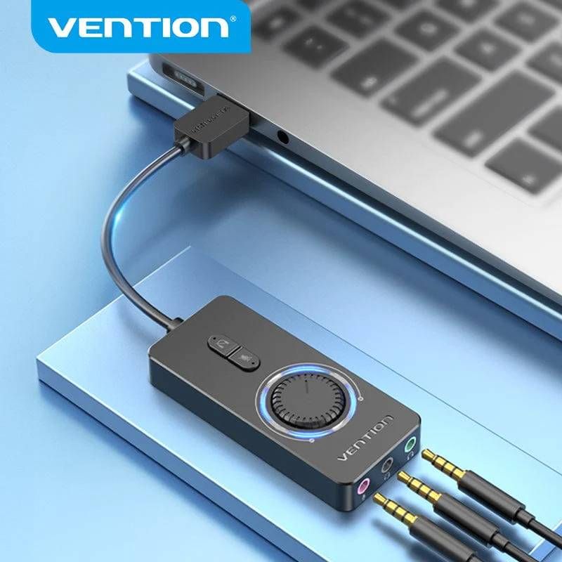 Звукова карта USB AUX jack, 3*TRS (Mic + Ear) 0.15m Volume Control чорна (CDRBB)