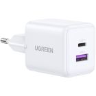 Зарядний пристрій 2xUSB 30W (USB-A + USB-C) X516 Gan білий Ugreen (65015)