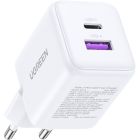 Зарядний пристрій 2xUSB 30W (USB-A + USB-C) X516 Gan білий Ugreen (65015)