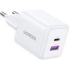 Зарядний пристрій 2xUSB 30W (USB-A + USB-C) X516 Gan білий Ugreen (65015)
