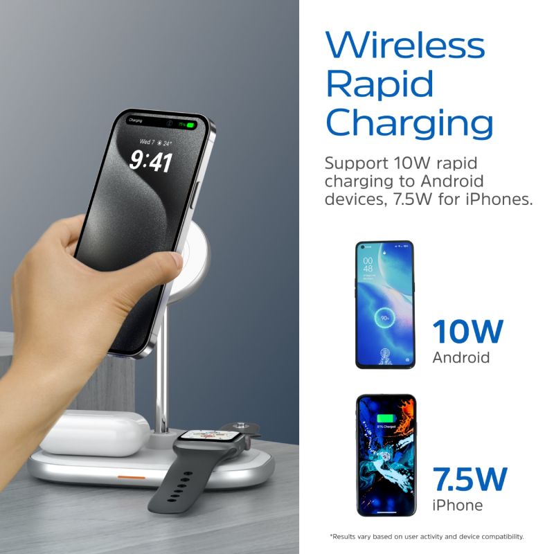 Зарядний пристрій Wireless 15W 3-in-1 Fast Charger white Energizer (WCP303)