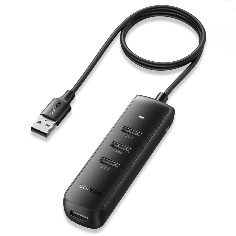 Хаб USB 3.2 Type A -> 4xUSB 3.2  Активний, 1м Чорний CM416 UGREEN (80657)