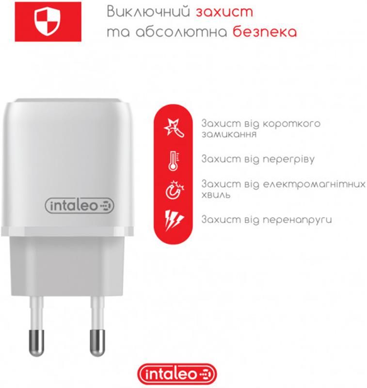 Сетевое зарядное устройство Intaleo TCGQPD120T (1USBx3A) White + кабель USB Type С (1283126509988)