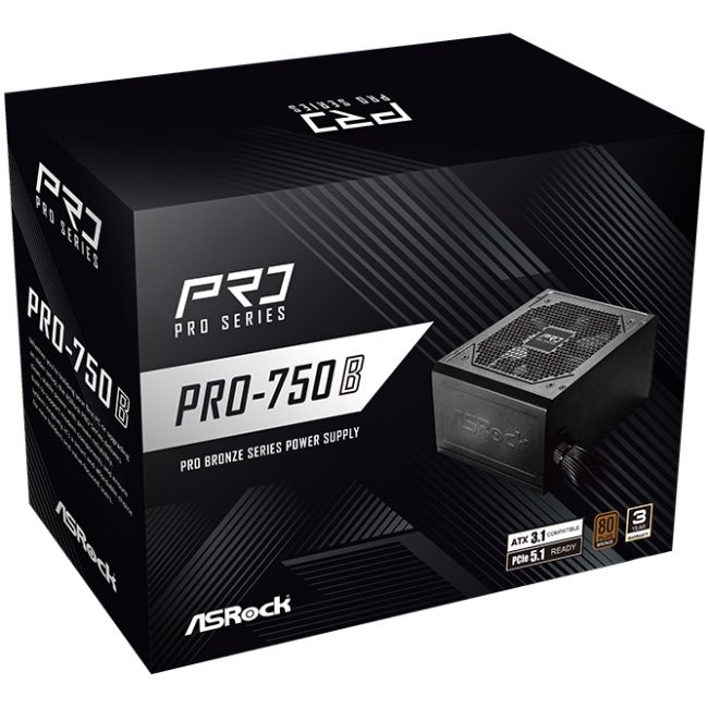 БЖ 750W ASRock PRO PRO-750B 120mm, 80+ Bronze, Retail (PRO-750B)