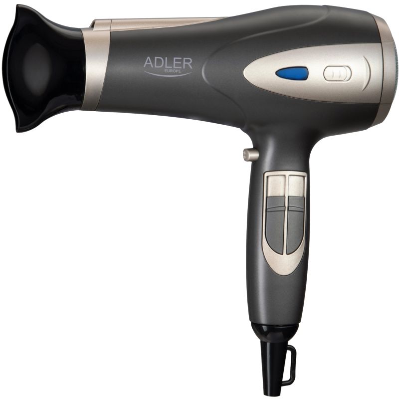 Фен Adler AD 2248 grey champane 2200Вт/ 2 швидкості/ хол.обдув/ темп.режимів-3/ іонізація/ дифузор (AD2248G)
