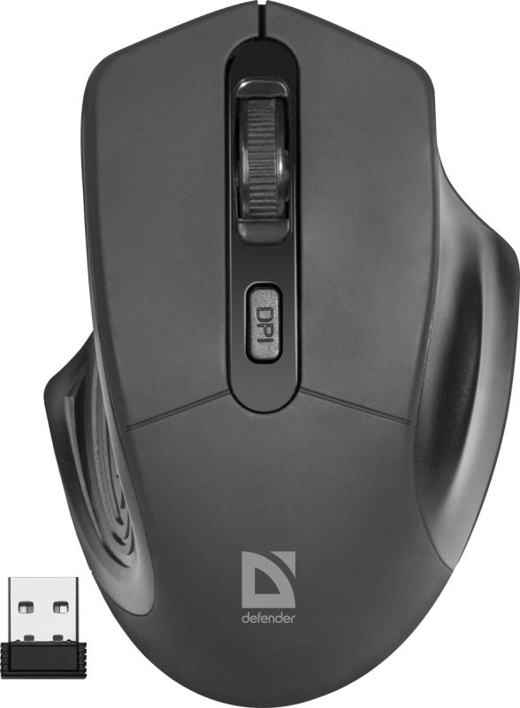 Мишка Defender Datum MB-345, бездротова, 4 кн. до 1600 dpi, чорна (52345)