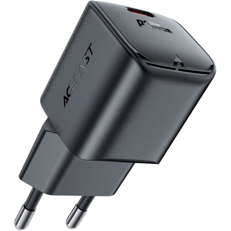Зарядний пристрій 1xUSB-C 20W Gan A73 mini Fast Charger Black Acefast (6974316282648)