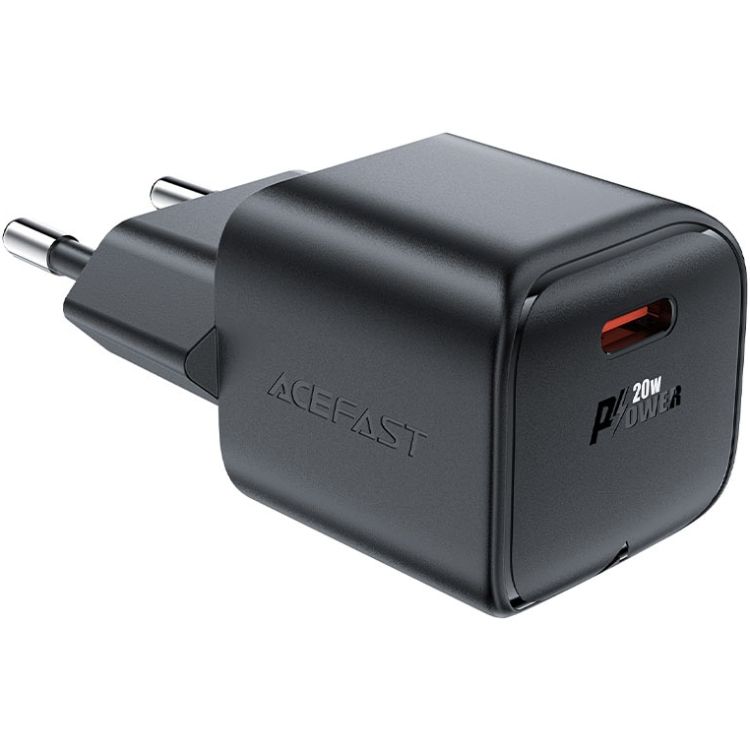 Зарядний пристрій 1xUSB-C 20W Gan A73 mini Fast Charger Black Acefast (6974316282648)