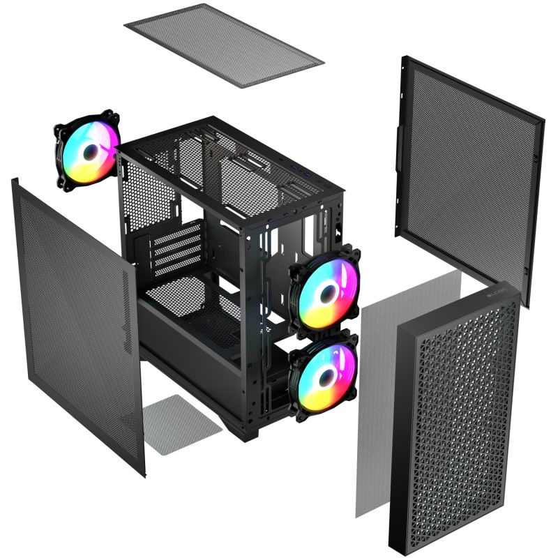 Корпус LogicConcept DART PRO ARGB MINI BLACK MESH fans 3x120mm без БЖ mATX (AM-DART-PRO-ARGB-10)