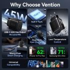 Зарядний пристрій 2xUSB-С 45W GaN чорний Vention (FEFB0-EU)