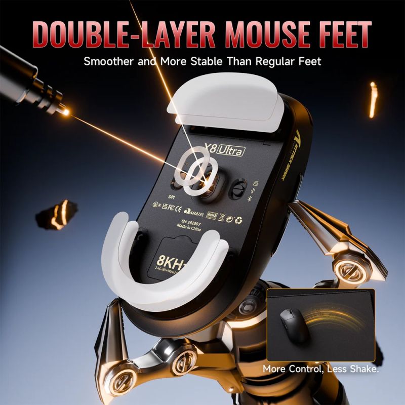 Мишка Attack Shark X8 ULTRA, Wireless/Bluetooth, 42000dpi. (PAW3950MAX), 6кн., Black (X8ULTRAB_AS)