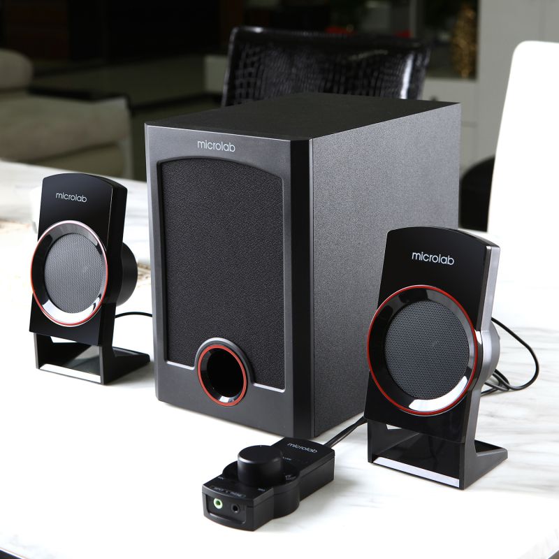 Акустична система 2.1 Microlab M-111, чорна з червоним (M-111)