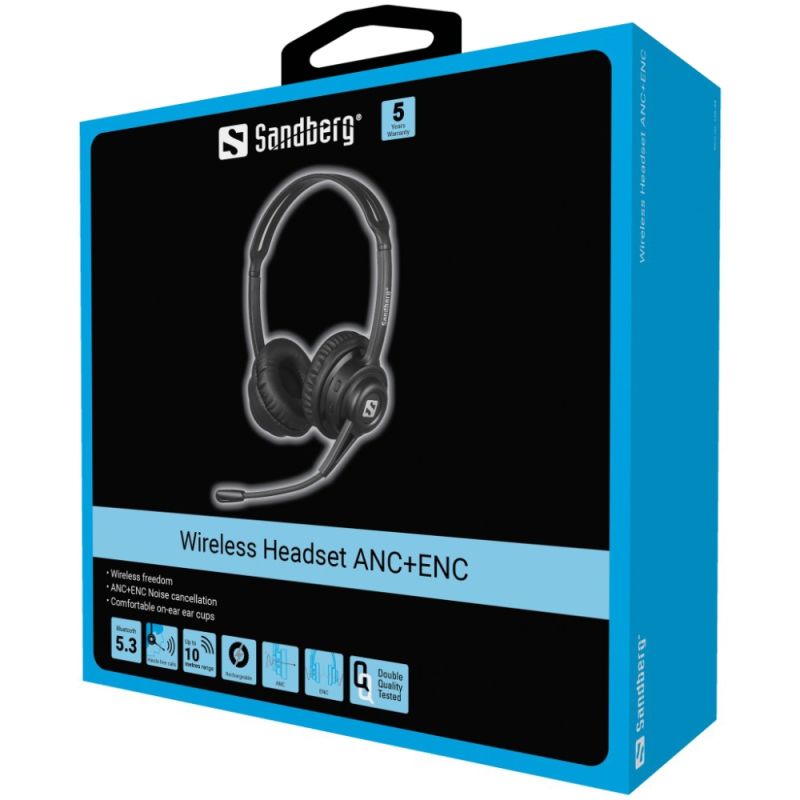 Гарнітура Sandberg Wireless Headset ANC+ENC, Bluetooth, Black (126-44)