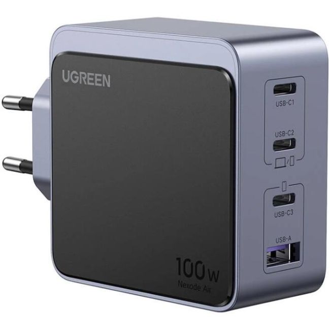 Зарядний пристрій 4xUSB 100W (3xUSB-C+USB-A) Gan Nexode Fast Charger Сірий X565 Ugreen (35043)
