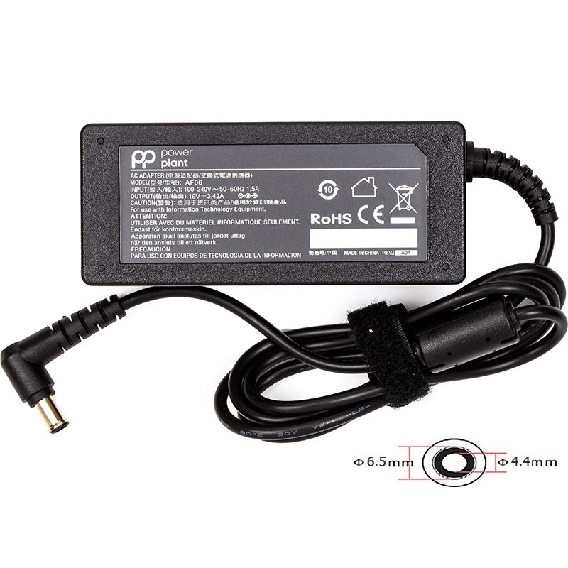 Блок живлення PowerPlant для моніторів LG 220V, 19V 65W 3.42A (6.5*4.4 with pin) (AF65F6544)