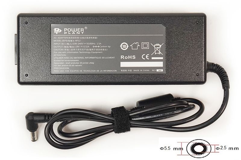Блок живлення для ноутбуків PowerPlant ASUS 220V, 19V 120W 6.32A (5.5*2.5) (AS120F5525)