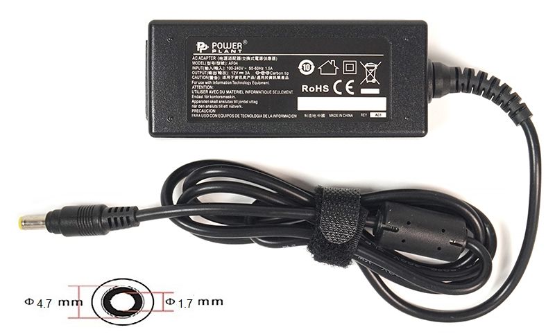 Блок живлення для ноутбуків PowerPlant ASUS 220V, 12V 36W 3A (4.8*1.7) (AS36A4717)