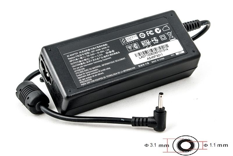 Блок питания для ноутбуков PowerPlant ASUS 220V, 19V 45W 2.37A (3.0*1.1) (AS45F3011)