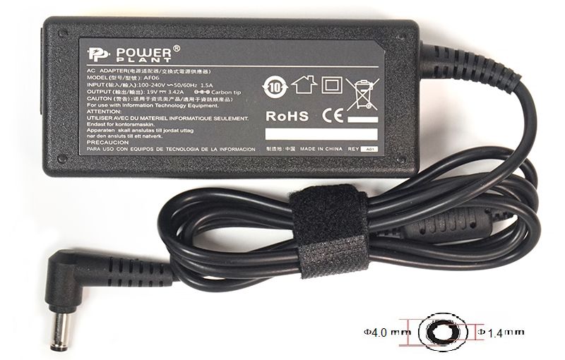 Блок питания для ноутбуков PowerPlant ASUS 220V, 19V 65W 3.42A (4.0*1.35) (AS65F4014)