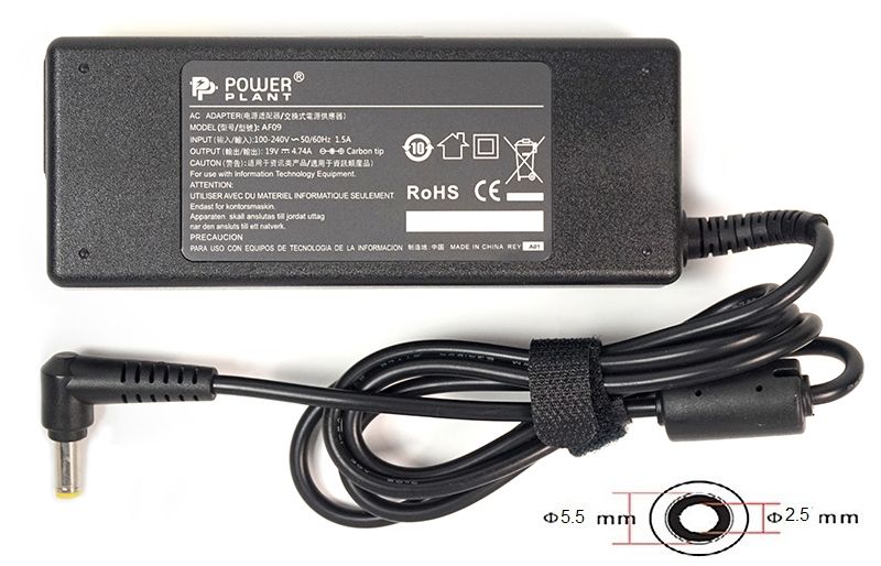 Блок живлення для ноутбуків PowerPlant ASUS 220V, 19V 90W 4.74A (5.5*2.5) (AS90F5525)