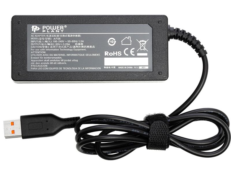 Блок живлення для ноутбуків PowerPlant IBM/LENOVO 220V, 20V 65W 3.25A (YOGA3) (IB65HYOGA)