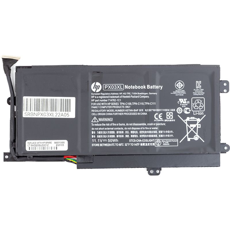 Акумулятор для ноутбуків HP ENVY 14 Ultrabook (PX03XL) 11.1V 50Wh (original) (NB461059)
