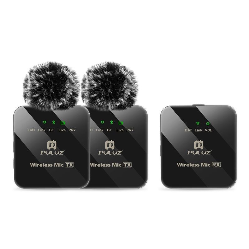 Бездротовий петличний мікрофон PULUZ 2 TX + 1 RX (чорний) (PU3154B)