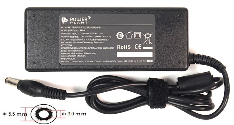Блок питания для ноутбуков PowerPlant SAMSUNG 220V, 19V 90W 4.74A (5.5*3.0) (SA90F5530)