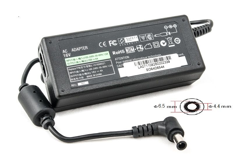 Блок живлення для ноутбуків PowerPlant SONY 220V, 16V 64W 4A (6.5*4.4) (SO64D6544)