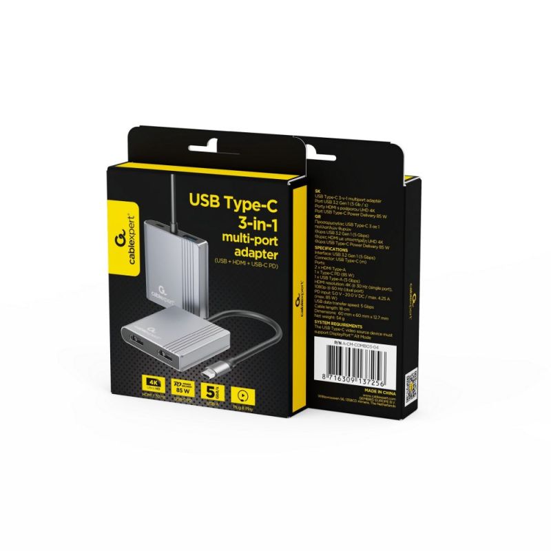 Док-станция Cablexpert USB-C 3-в-1 (A-CM-COMBO3-04)