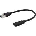 Адаптер Cablexpert USB - USB Type-C V 3.0 (M/F), 0.1 м, чорний (A-USB3-AMCF-01)