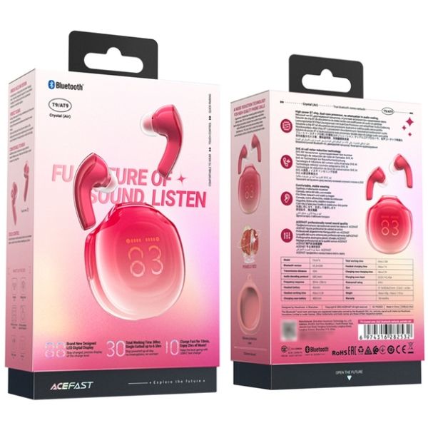 Навушники TWS Acefast T9 pomelo red (6974316282532)