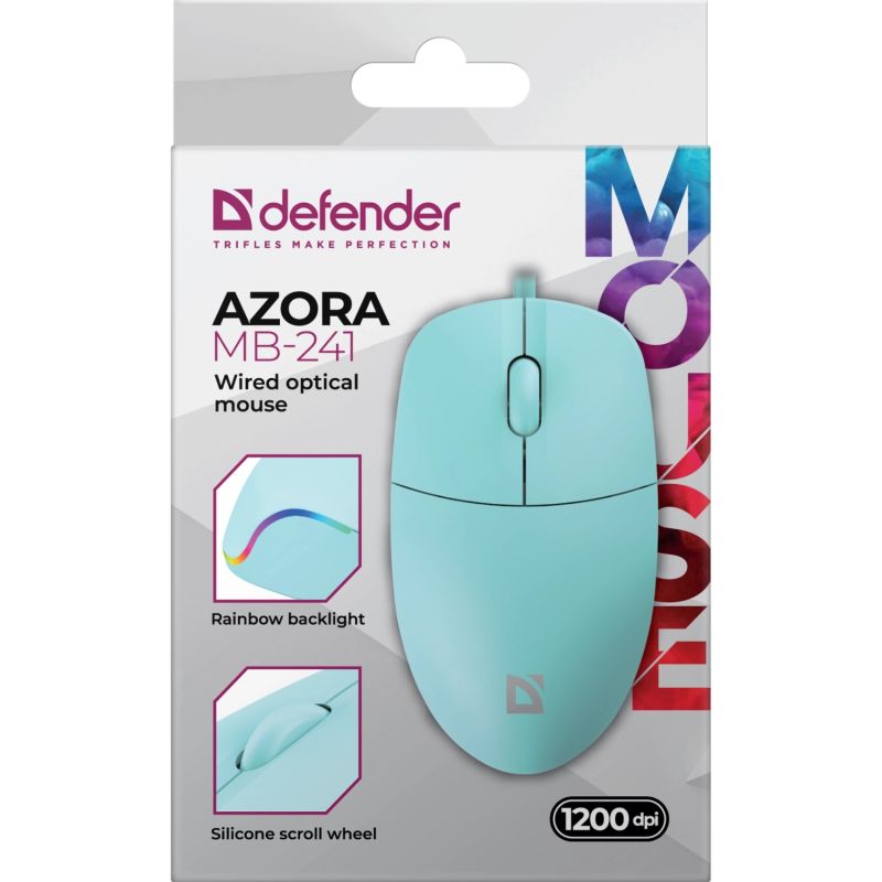 Мишка Defender Azora MB-241, 3кн.,1200dpi, голуба (52243)