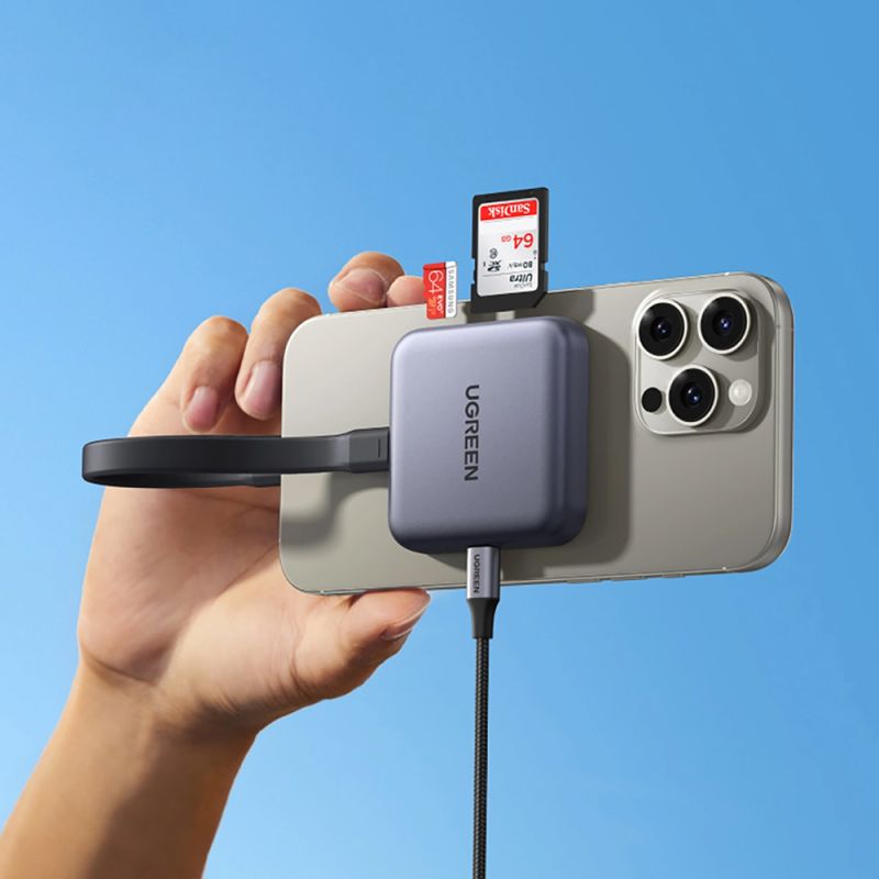 Card Reader USB 3.2 Magnetic, USB-C SD/MicroSD UHS-II 312 МБ/с PD 100W CM898 Ugreen (65095)