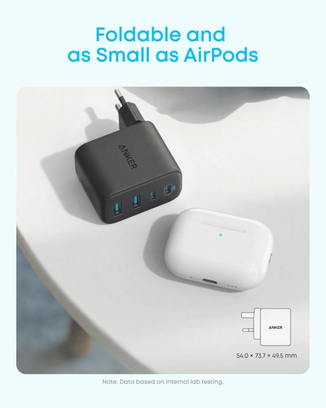 Сетевое зарядное устройство Anker Zolo Charger 50W, 2xUSB-C, 2xUSB-A, Black (A121EG11)