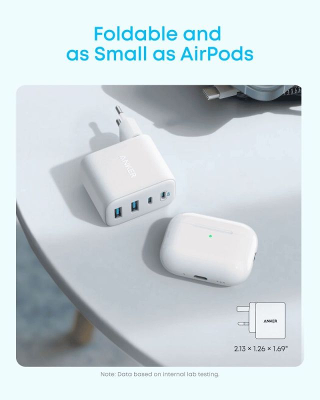Сетевое зарядное устройство Anker Zolo Charger 50W, 2xUSB-C, 2xUSB-A, White (A121EG21)