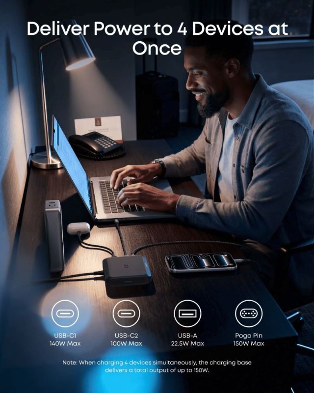 Мережевий зарядний пристрій Anker Charging Base for Anker Prime 150W Black (A1903G11)
