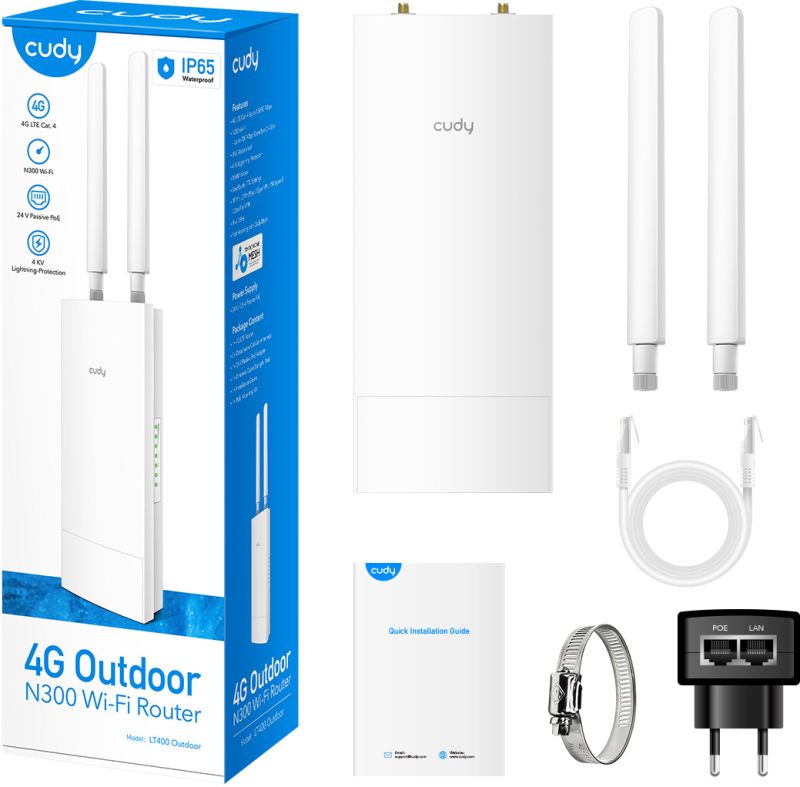 Маршрутизатор Cudy LT400 Outdoor, 4G LTE Cat 4 N300 Wi-Fi Router (LT400 Outdoor)
