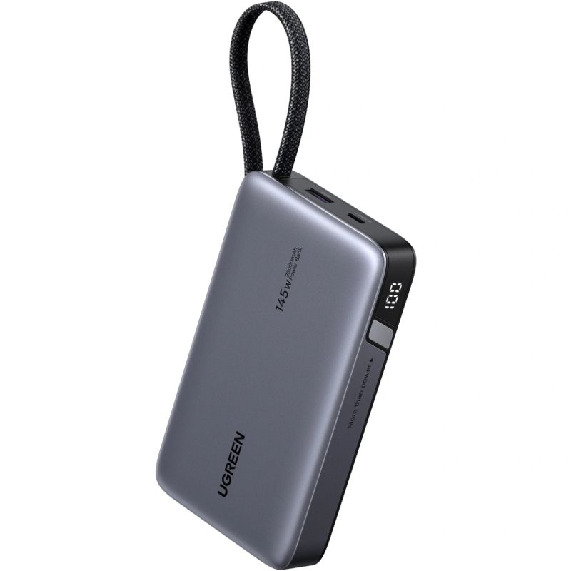 УМБ Ugreen 20000mAh 145W PD3.1.QC, USB-A,USB-С IN/OUT, with built in USB-C cable (PB551) Gray (55992B)