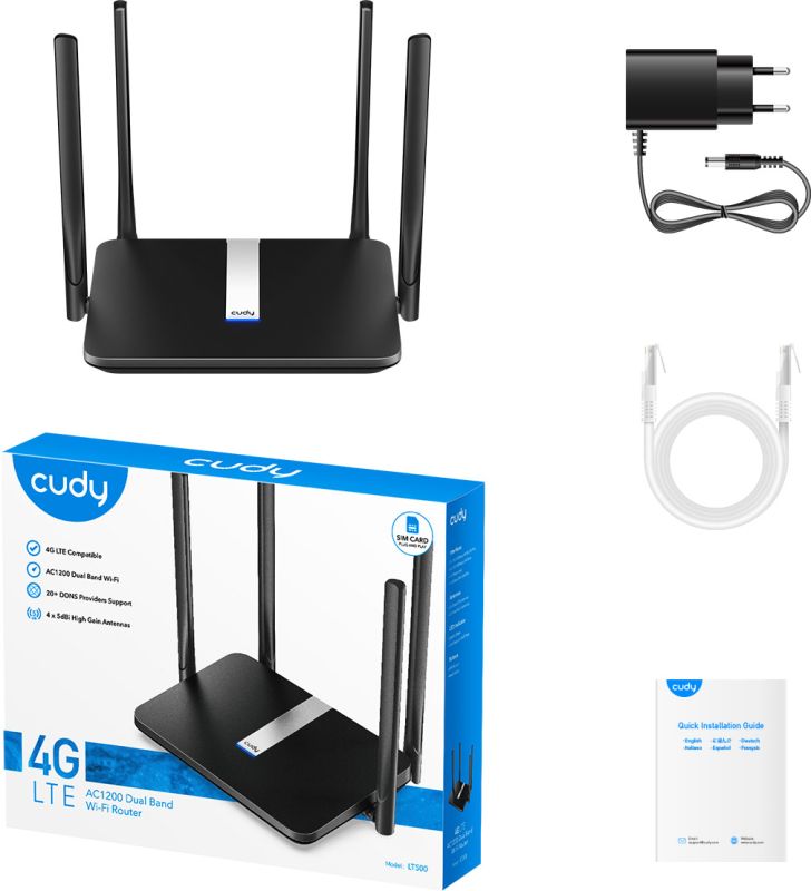 Маршрутизатор Cudy , AC1200 Wi-Fi Mesh 4G LTE Cat4 Router (LT500)