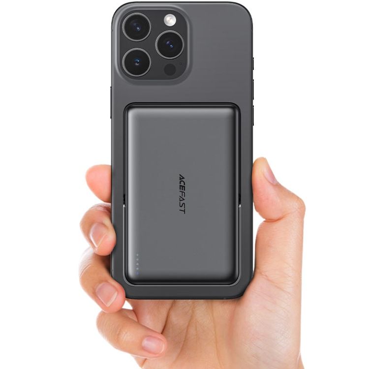 УМБ Acefast Magnetic Wireless 10000mAh 22.5W PD,QC 3.0 USB-C In/Out, QI 15W, with holder M17 Black (6974316284000)