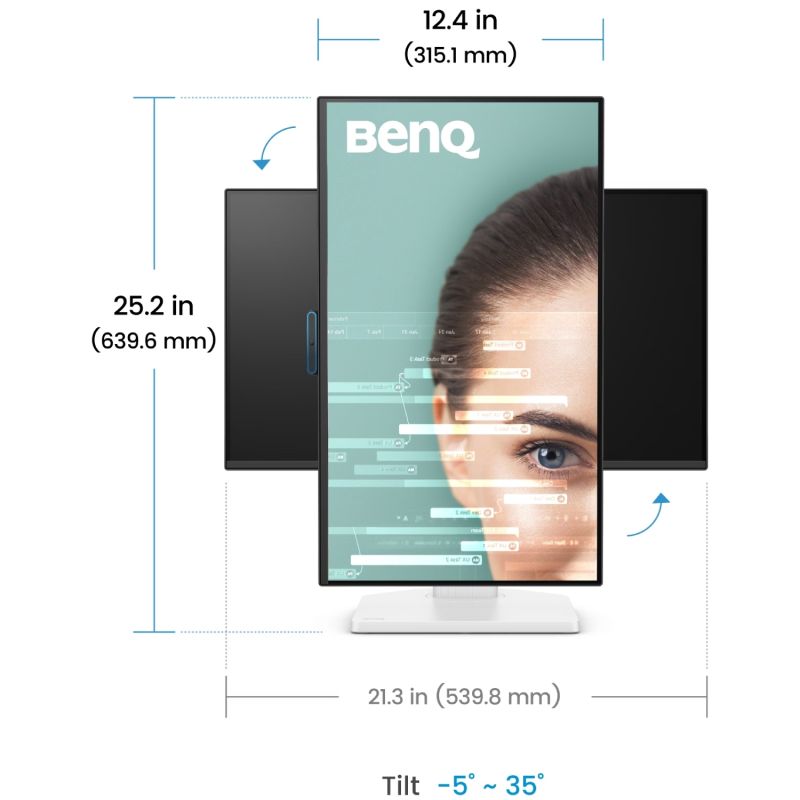 TFT 23.8" BenQ GW2490TC, IPS, 144hz, HDMI, DP, USB-C, HAS, колонки, білий (9H.LNMLA.TBE)