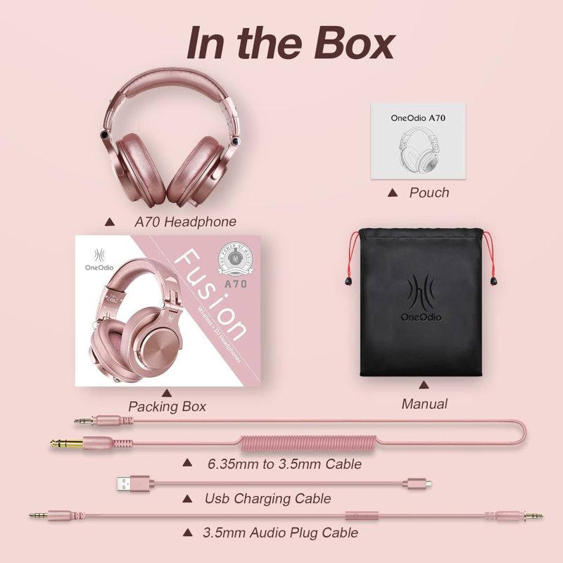 Гарнітура OneOdio Fusion A70, Bluetooth+3,5мм/6,35мм, Rose Gold (A70 Rose Gold)