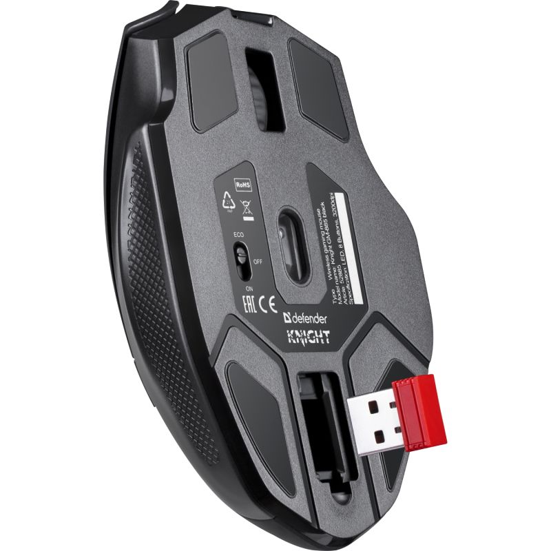 Мишка Defender Knight GM-885, бездротова, ігрова, 8кн., 3200 dpi., 400 mAh, чорна (52885)