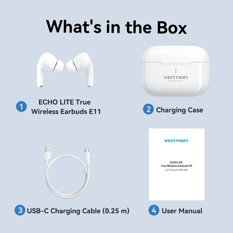 Навушники TWS Vention Elf Earbuds ECHO LITE E11 White (NBVW0)